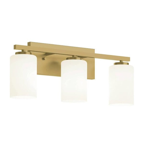 Afx Leo 22" 3-Light Vanity With Frosted Glass, Medium Base, Light Antique Brass