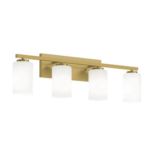 Afx Leo 31" 4-Light Vanity With Frosted Glass, Medium Base, Light Antique Brass