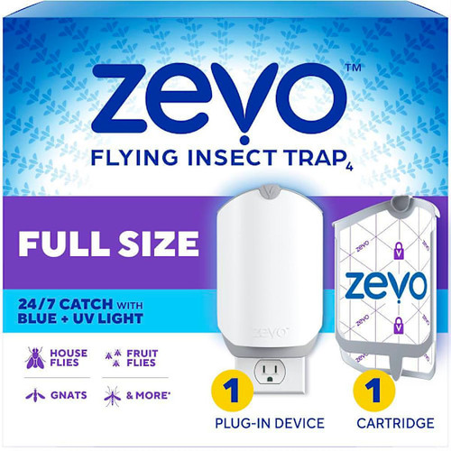 Zevo Indoor Flying Insect Trap For Gnats/Flies 1 Plug-In And 1 Refill Case Of 4