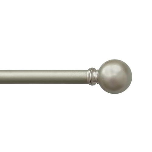 Lumi Home Furnishings 5/8" Curtain Rod Set, 28"-48", Silver, Silver Spheres
