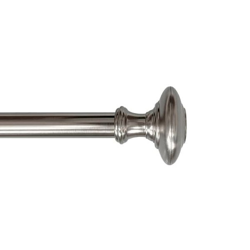 Lumi Home Furnishings 1" Curtain Rod Set, 72"-144", Brushed Nickel, Knob Finials