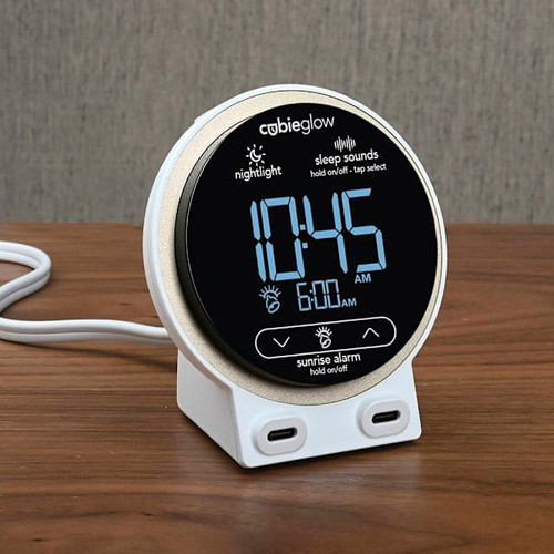 Brandstand Cubieglow White Charging Alarm Clock 2 Usb-C Charging Ports