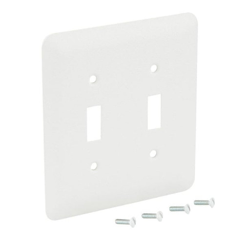 Titan3 2-Gang Toggle/Toggle Metal Wall Plate, White Textured, Package Of 20