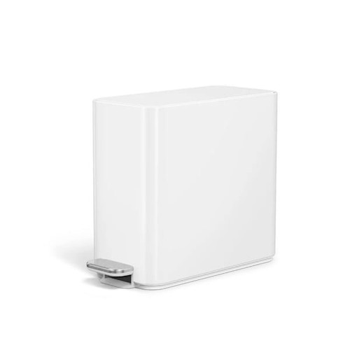 Simplehuman 2.4-Gal 9l Slim Step Can White Steel