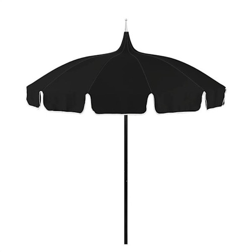 California Umbrella 8.5' Black 12-Panel Classic Cut Canvas W/Nat. Contrast Braid