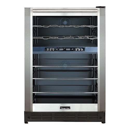 Magic Chef 44 Bottle/140 Can Dual Zone Wine Beverage In Stainless Steel