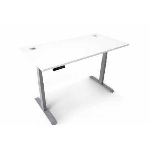 Boss Office Products Sit-Stand Motorized Height Adjustable Desk Silver Finish