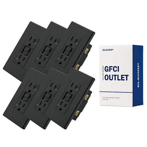 Elegrp 15a Gfci, Screwless Wall Plate, Weather Resist, Matte Black, Package Of 6