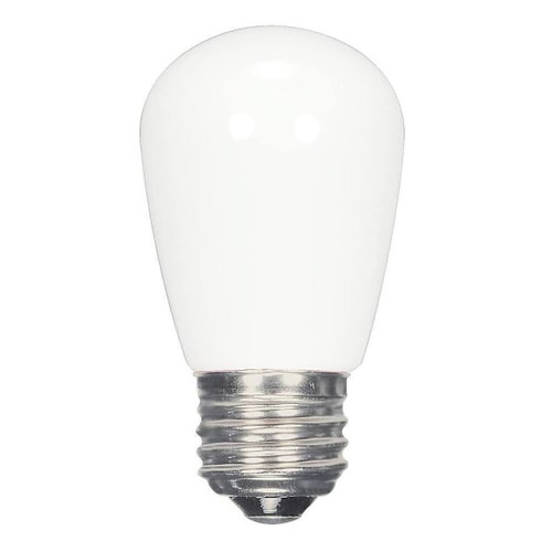 SATCO S14 LED Bulb, Medium Base, 45 Lumens, 2700k, 1.4 Watt, White, Case Of 12