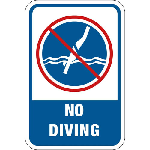 Hy-Ko No Diving Sign 12x18" Non-Reflective Aluminum