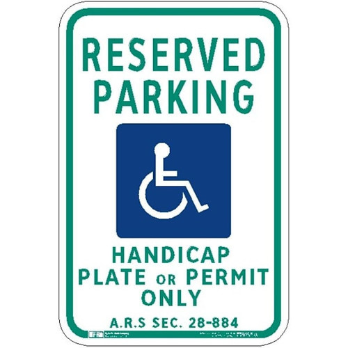 Hy-Ko Arizona Handicap Parking Sign 12x18" Reflective Aluminum