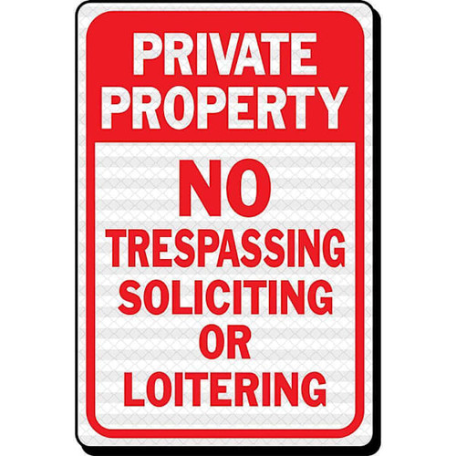 Hy-Ko Private Property No Soliciting Sign 12x18" Reflective Aluminum