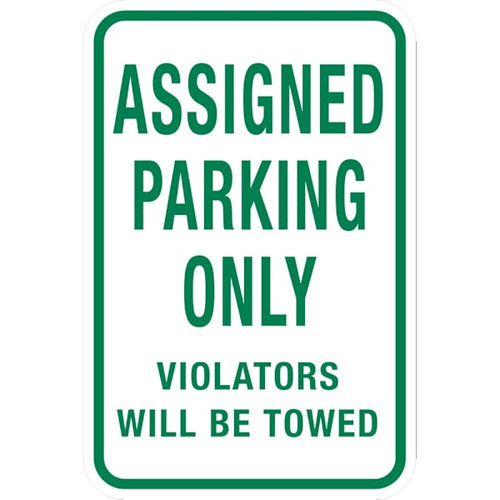 Hy-Ko Assigned Parking Only Sign 12x18" Non-Reflective Aluminum
