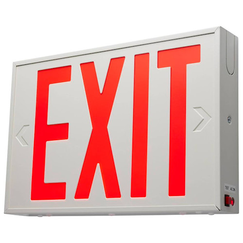 SATCO LED Exit Sign, Single/Dual Face, Red Letters, White, Nyc Approved