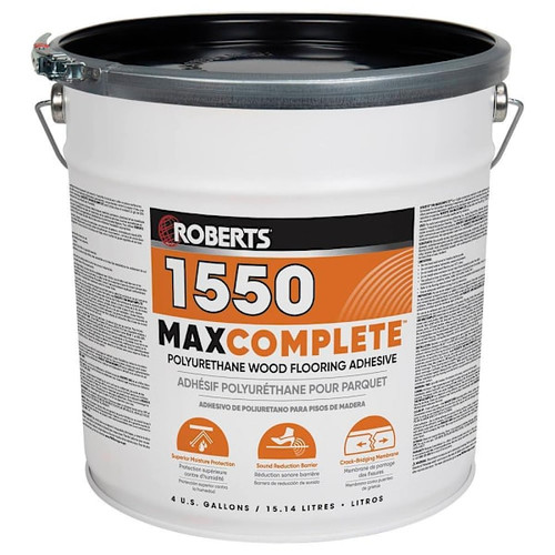 Roberts Maxcomplete Polyurethane Wood Floor Adhesive, White, 4 Gallon