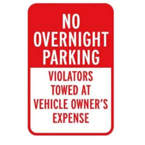 Hy-Ko Brands 12x18 No Overnight Parking Reflective Sign