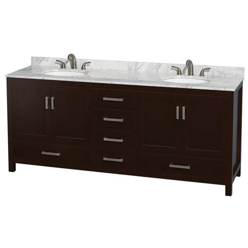 Wyndham Collection Sheffield 80 In. Double Bathroom Vanity W/ Top And Oval Sink (White)