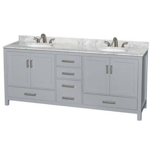 Wyndham Collection Sheffield 80 In. Double Bathroom Vanity W/ Top And Sink (Gray)