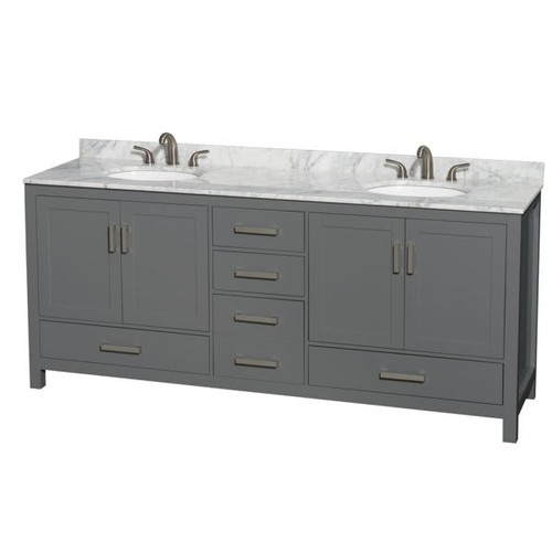 Wyndham Sheffield Dark Gray Double Bath Vanity With Top, Oval Sink