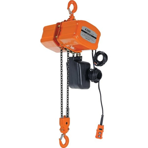 Vestil 2000 Lb Capacity Orange Economy Chain Hoist With 3 Phase Container