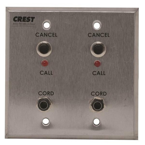 Crest Healthcare Nurse Call Single Patient Station, 1/4 Inch Receptacle, 2-Gang