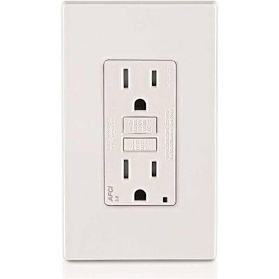 Leviton 15 Amp Tamper Resistant AFCI Duplex Outlet, White AFTR1-W