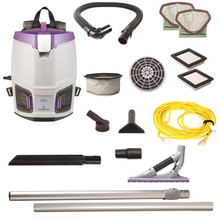 GoFit 3, 3 qt. Corded Gray Commercial Backpack Vacuum Cleaner with ProBlade Carpet Tool Kit, Micro Filter, 2 Filter Bags