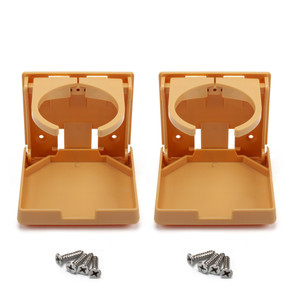 Adjustable Plastic Folding Drink Cup Holder - Khaki - 2-Pack