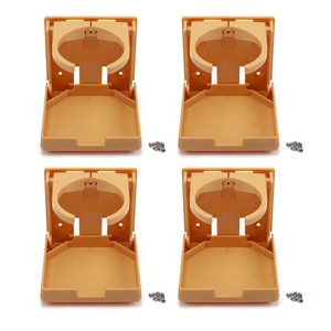 Adjustable Plastic Folding Drink Cup Holder - Khaki - 4-Pack