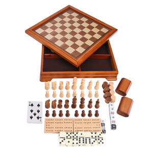 Deluxe 7-in-1 Wooden Board Game Combo