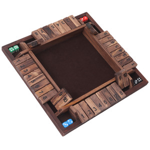 4-Player 10 Number Shut The Box Game Set - Walnut