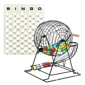 Bingo Game Set with Jumbo Bingo Cage and 1.5" Ping Pong Size Bingo Balls, Plastic Master Board