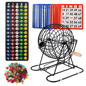 Deluxe Bingo Game Set with 8" Bingo Cage and Master Board, 75 Bingo Balls, 500 Chips, 50 Bingo Cards