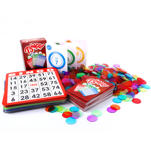 Bingo Game Set with 100 Bingo Cards, 1,000 Colorful Bingo Chips & Deck Bingo Calling Cards