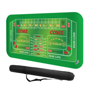 70" x 35" Double Dealer Craps Tabletop Layout Mat with Carrying Bag, Non-Slip Rubber Craps Mat