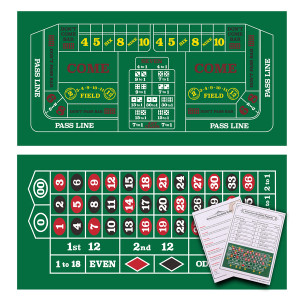 Roulette&Craps Layout Felt, Las Vegas Style Casino Roulette and Craps Layout Mat with Instructions