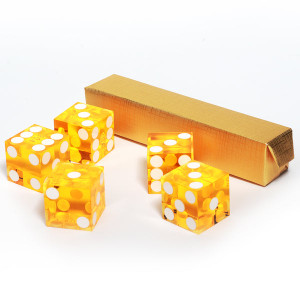 19mm Vegas Casino Style Craps Dice Set of 5 with Razor Sharp Edges（Yellow)