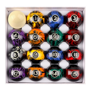 2-1/4" Black Marbelite Swirl Style Pool Balls Set