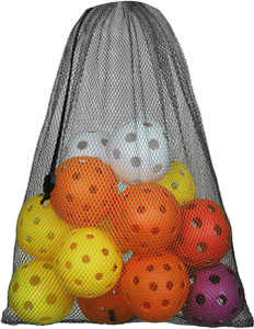 18"x12" Mesh Drawstring Net Bag, Sports Equipment Storage Bag for Gym Gear, Clothes...(Black)