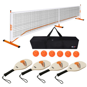 Pickleball Complete Net Set with Pickleball Net, 4 Pickleball Paddles, 6 Pickleballs, Carrying Bag(Orange)