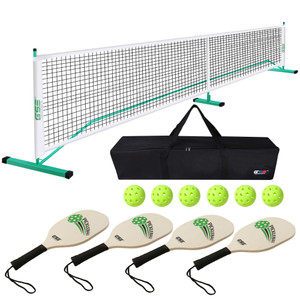 Pickleball Complete Net Set with Pickleball Net, 4 Pickleball Paddles, 6 Pickleballs, Carrying Bag(Green)