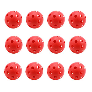 12-Pack Plastic Practice Golf Balls of Airflow Hollow,Training Golf Balls for Swing Practice(Red)