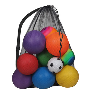 30" x 40" Extra-Large Mesh Sports Ball Drawstring Bag with Adjustable Shoulder Strap(Black)