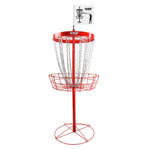 Portable 24-Chain Disc Golf Targets Basket, Metal Flying Disc Golf Practice Basket(Deluxe-Red)