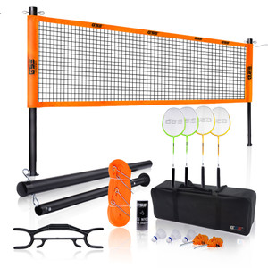 Professional Badminton Complete Set with Net, 4 Badminton Rackets, 3 Shuttlecocks & Carrying Bag