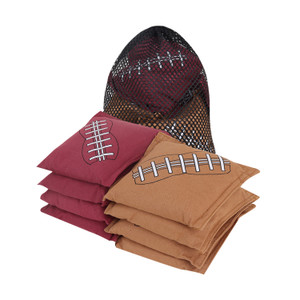 Set of 8 Premium Weather Resistant Regulation Size and Weight Cornhole Bean Bags.(Football)