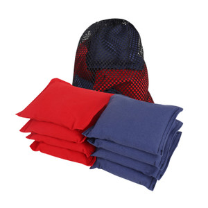 Set of 8 Premium Weather Resistant Regulation Size and Weight Cornhole Bean Bags. (Red & Blue)