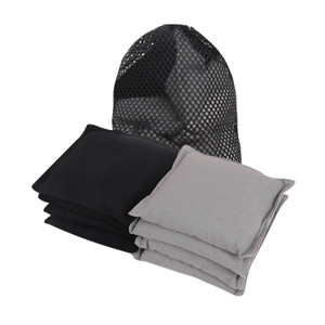 Set of 8 Premium Weather Resistant Regulation Size and Weight Cornhole Bean Bags.(Black & Grey)