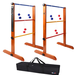 Premium Solid Wood Ladder Ball Toss Game Set with Ladder Ball Bolas & Carrying Case