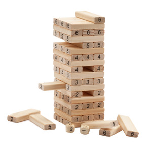54-Piece Mini Tumbling Timbers,Wooden Blocks Stacking Floor Game Set for Kids - Build to Over 1.5ft